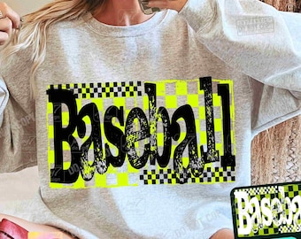 Baseball Retro Checkered PNG Trendy Baseball design Retro Baseball team Retro Checker Baseball Distressed Baseball season Dtf Png ORIGINAL