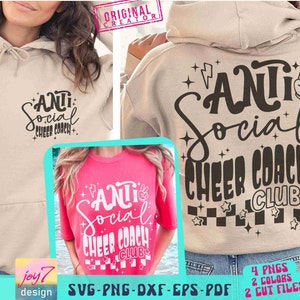 Antisozialer Cheer Coach Club SVG Jubelcoach SVG Lustiges Jubeln Shirt Png Coach Wertschätzung Geschenk Sportcoach SVG Cheer Coach Sublimation