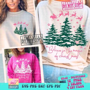 Believe in the Magic of Christmas SVG PNG Christmas tree Svg Santa sleigh Svg Christmas Cut File Front Back Christmas Sublimation ORIGINAL