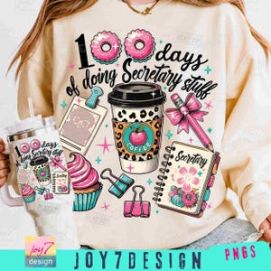 100 Days of Doing Secretary Stuff PNG Retro Secretary Coquette Bow 100 Days of School Png School png Coquette Secretary Shirt ORIGINAL