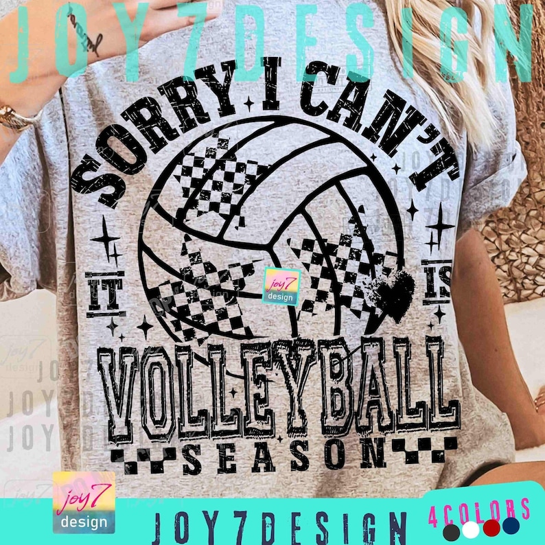 Sorry I Can't It Is Volleyball Season PNG Trendy Volleyball shirt Funny Volleyball Mom Png Retro Checker Volleyball design Trendy ORIGINAL image 1