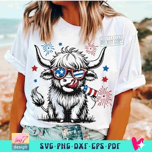 4th July Heifer SVG PNG Retro Fourth of July Svg Funny 4th Of July Svg Cricut Svg Cute Western Cow Png Independence Day Sublimation ORIGINAL image 5