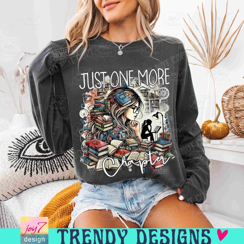One More Chapter PNG Retro Book shirt Png Bookish Png Book Lover Librarian Book Girl Book Club Trendy Readers Png Booktrovert Png ORIGINAL image 4