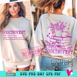 Booktrovert Definition SVG PNG Floral Book lover Svg Reading Svg Book lover gift Png Book Sublimation Book lover gift Svg Cut File ORIGINAL image 5