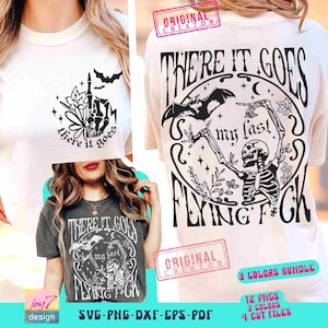 My Last Flying F Bat SVG PNG Funny Skeleton Vintage Fall Vibes Adult Humor Svg Funny Halloween Sublimation  Front Back Svg Cut File Original