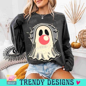 Retro Geist bläst Blase PNG Preppy Geist Groovy Halloween Png Groovy Geist Girly Halloween Png Trending Lustiger Geist Retro Png ORIGINAL Bild 5