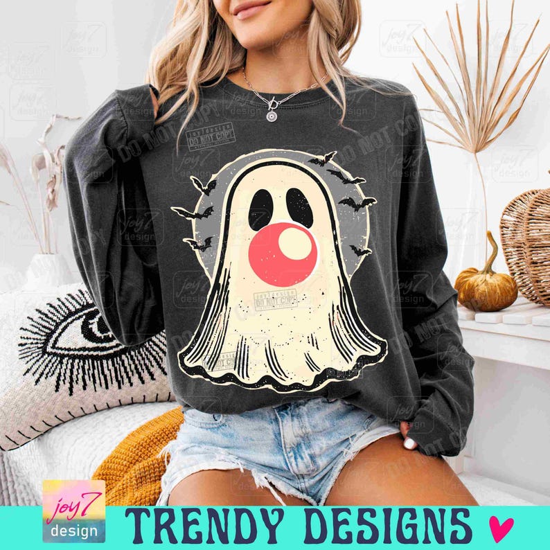 Retro Geist bläst Blase PNG Preppy Geist Groovy Halloween Png Groovy Geist Girly Halloween Png Trending Lustiger Geist Retro Png ORIGINAL Bild 5