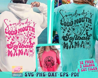 Somebody's Loud Mouth Softball Mama SVG PNG My Heart Is On That Field Softball Mom Svg Funny Softball Mom Png Sublimation Softball Cut File