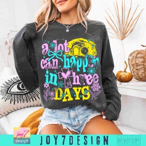 Mucho puede pasar en 3 días Pascua PNG Pascua cristiana Jesús Boho Pascua versículo bíblico Diseño de camiseta de Pascua retro Coqueta Religiosa ORIGINAL imagen 5