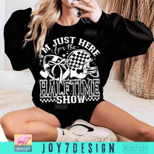 Just Here for the Halftime Show PNG Trendy Football Retro Checkered PNG Funny Football Game Day Coquette Bow Team Halftime Football ORIGINAL image 4