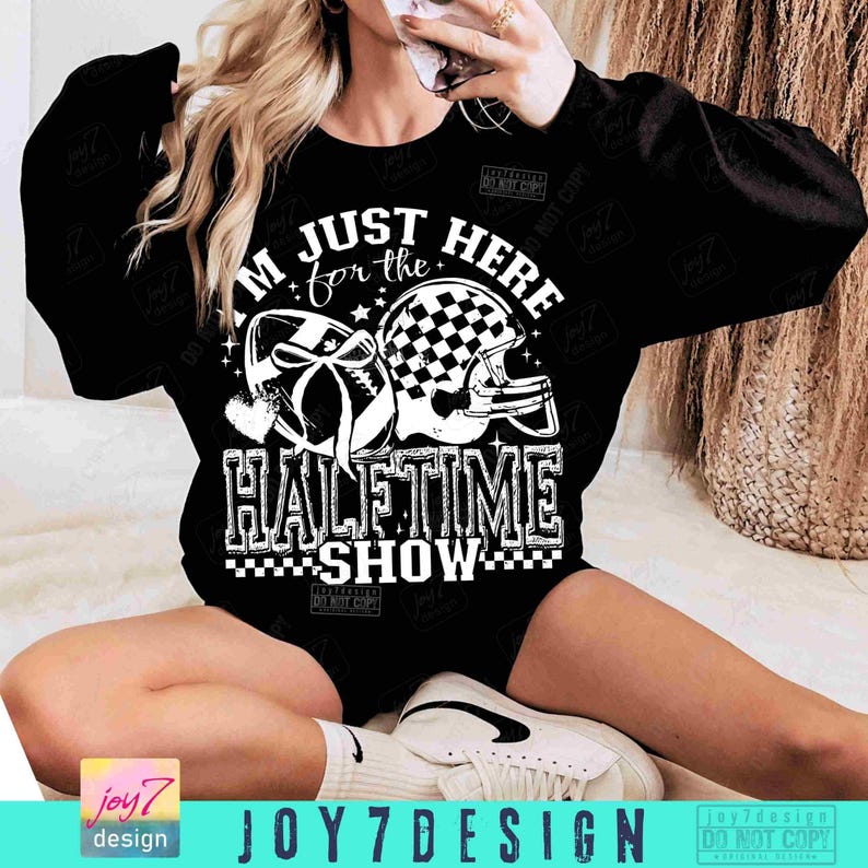 Just Here for the Halftime Show PNG Trendy Football Retro Checkered PNG Funny Football Game Day Coquette Bow Team Halftime Football ORIGINAL image 4