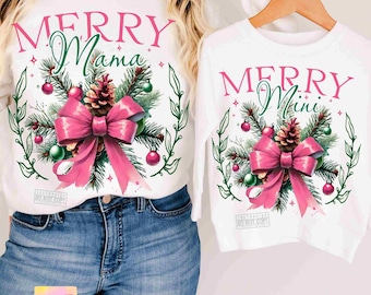 Coquette Merry Mama Mini PNG Coquette Christmas Merry Mama Coquette Mini Christmas Season Png Mama and me Retro Christmas Bow Png ORIGINAL