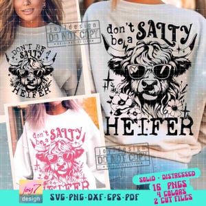 Salty Heifer SVG PNG Funny Sarcastic Western Cow Png Highland Cow Png Adult Humor Svg Funny Heifer Retro Sublimation Trendy CutFile ORIGINAL