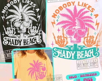 Ingen gillar en skuggig strand SVG PNG strandskelett design Png sommar retro Svg strand semester skjorta Png Cricut strand sommar Sublim ORIGINAL