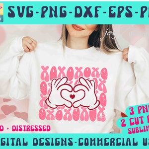 Liefde Retro SVG PNG, XOXO Retro Png, knuffels en kusjes png, liefde Svg, Valentijnsdag Svg, Valentine Png, Retro Valentines, Valentijnsdag ontwerpen