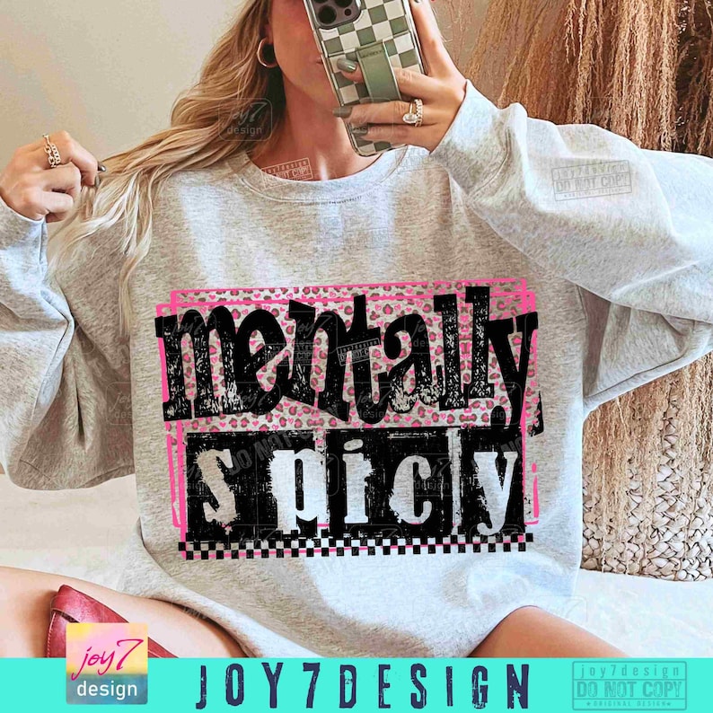 Mentally Spicy Snarky PNG Sarcastic Funny Mental health Png Retro Checkered Trendy Womens Leopard Print Sarcasm Sassy Funny Mom Png ORIGINAL image 6