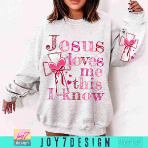 Jesus Loves Me This I Know PNG Retro Jesus Coquette Christian Valentines Png Christian VDay Bible verse Love Jesus shirt Png Faith ORIGINAL image 6