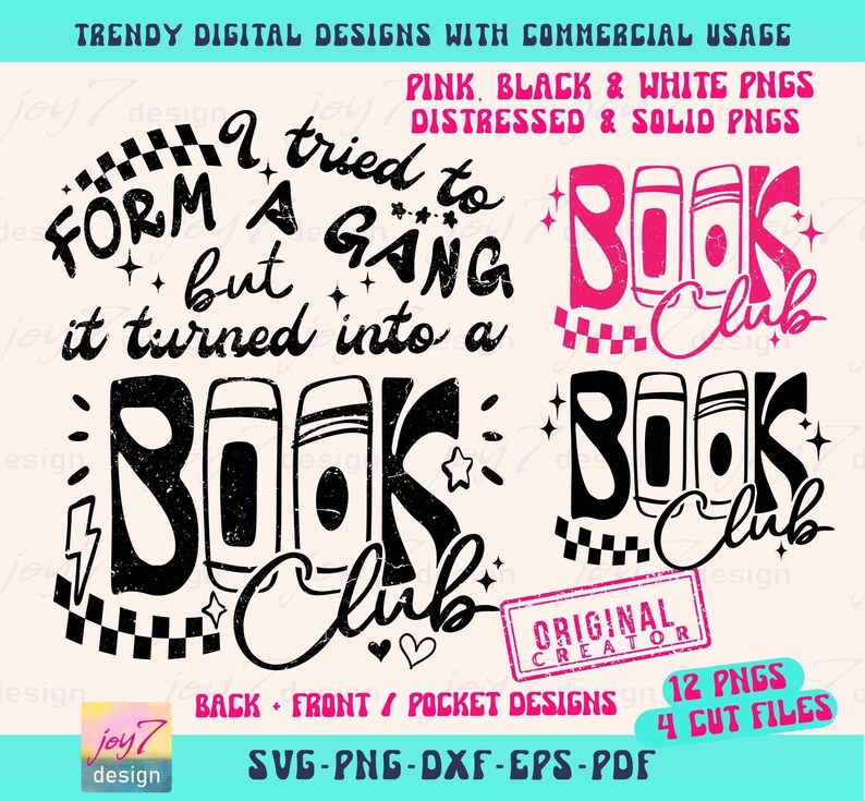 Book Club SVG PNG Funny Book Svg Retro Book Png Book lover Svg Book Shirt Svg Book Quotes Svg Booktrovert Retro Teacher Librarian Original image 2