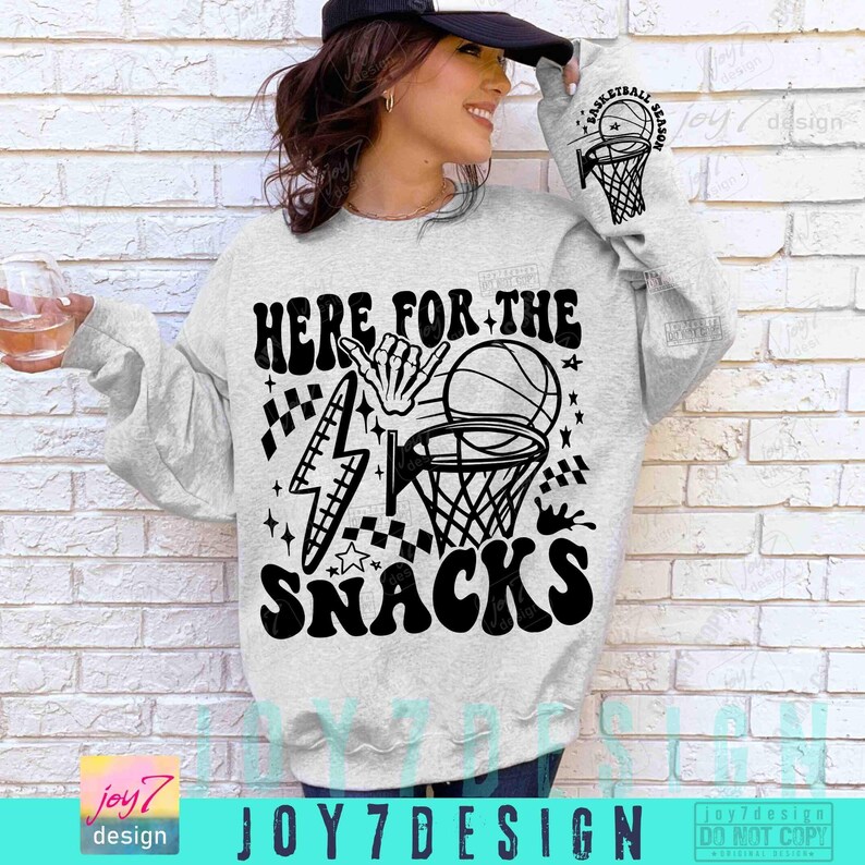 Basketball Season Here For The Snacks Funny PNG SVG Basketball Svg Basketball Game Day Basketball Quote Svg Retro Basketball Team ORIGINAL image 6