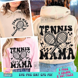 Tennis Mama PNG SVG Tennis Svg Tennis Game Day Tennis Mom Cut File Front Back Svg Sports Png Retro Designs Png Sports Sublimation ORIGINAL image 1