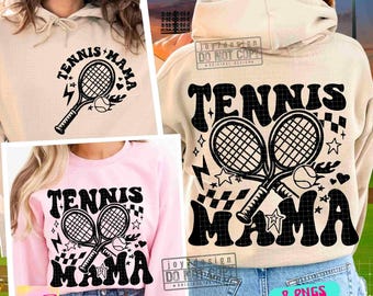 Tennis Mama PNG SVG Tennis Svg Tennis Game Day Tennis Mom Cut File Front Back Svg Sports Png Retro Designs Png Sports Sublimation ORIGINAL