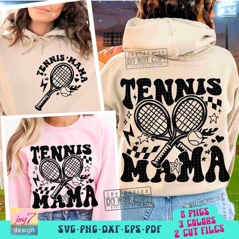 Tennis Mama PNG SVG Tennis Svg Tennis Game Day Tennis Mom Cut File Front Back Svg Sports Png Retro Designs Png Sports Sublimation ORIGINAL image 1