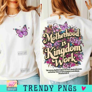 Christian Mom PNG Motherhood is Kingdom Work Christian Retro Bible Verse Png Retro mom Png Faith Png Boho Bible Affirmations Trendy ORIGINAL image 3
