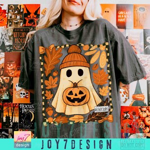 Retro herfstspook schattig bohoherfst Griezelig spook Coquette herfst retro Halloween geblokt pompoen schattig spook Spookachtig herfst gezellig seizoen ORIGINEEL afbeelding 3
