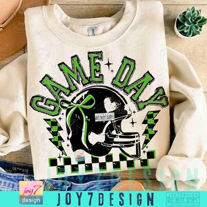 Football Game Day PNG Retro Football shirt Png Retro Checkered Game Day Png Coquette Bow Football design Trendy Football Retro Png ORIGINAL image 5