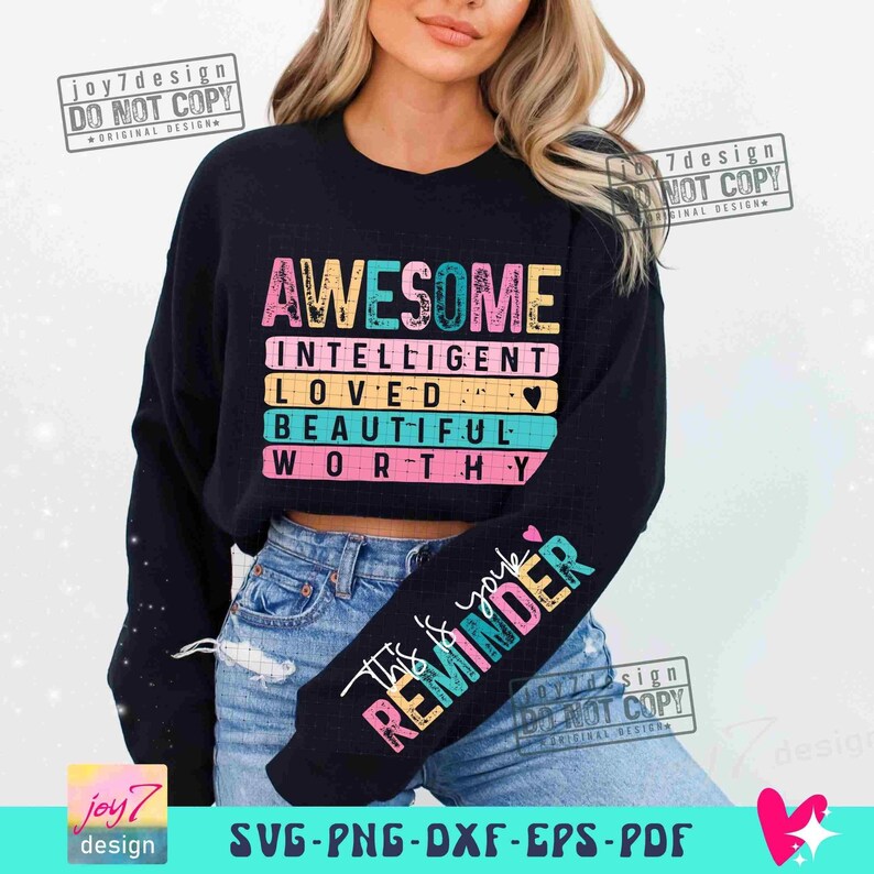 Awesome Worthy PNG Sleeve Png Affirmations Png Boho self love Positive quotes Png Boho Motivational Sleeve Designs Png Sublimation ORIGINAL image 5