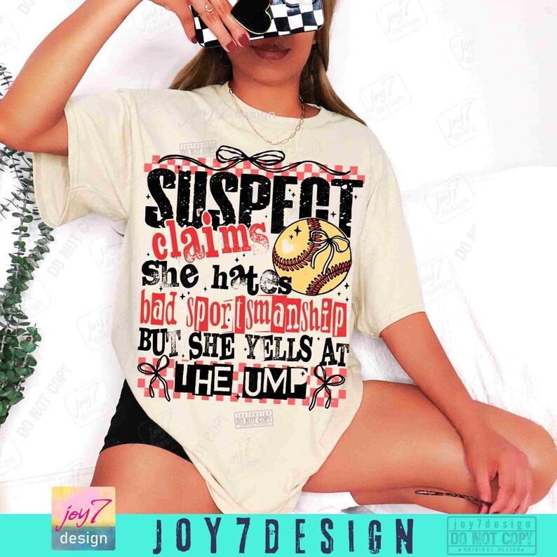 Suspect Claims Softball PNG Funny Softball Game Day Softball Retro Checkered Png Softball Shirt Design Trendy Softball Game Day Png ORIGINAL image 6