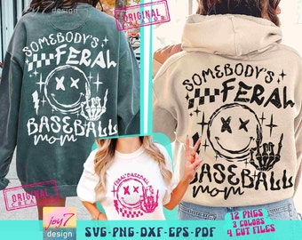 Funny Baseball Mom SVG PNG Somebody's Feral Mom Svg Retro Baseball Mom Png Mom Life Baseball Sublimation Baseball Game Day Cut File Original