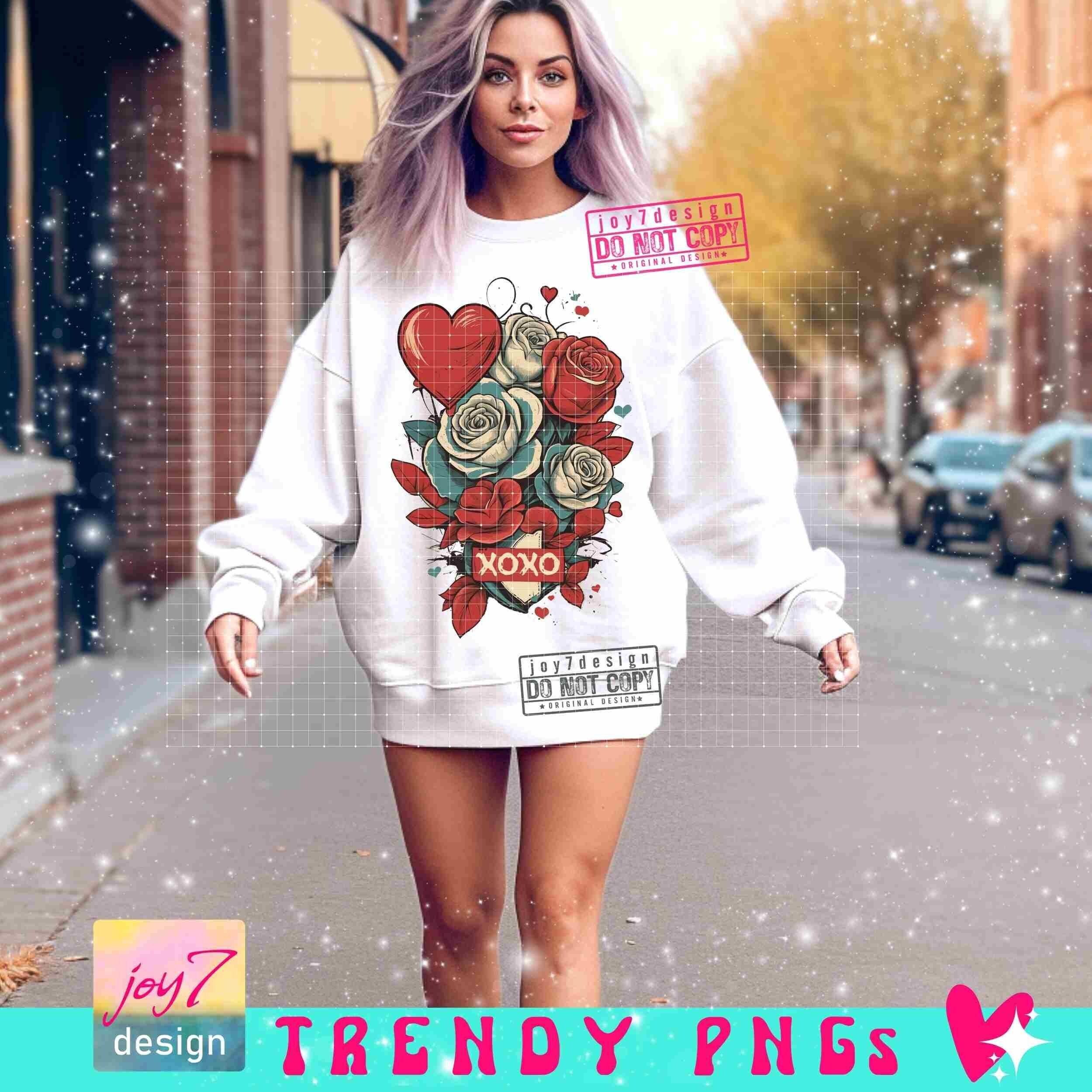 Retro Valentine Roses XOXO PNG Trendy Valentine Png Roses Png Hugs and ...