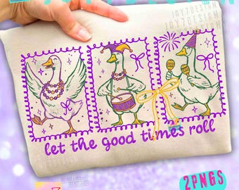 Mardi Gras Funny Goose PNG Preppy Festival Fleur De Lis coquette ORIGINAL (Digital Download)