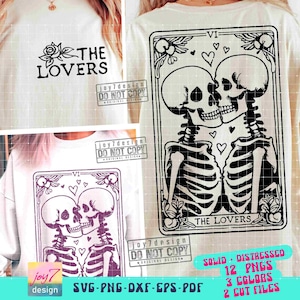 Die Liebhaber Tarot Karte SVG PNG LiebhaberSvg Tarot Karte Png Witchy Lustig Valentinstag SkelettSvg Gothic Sublimation Tarot Cut Datei ORIGINAL