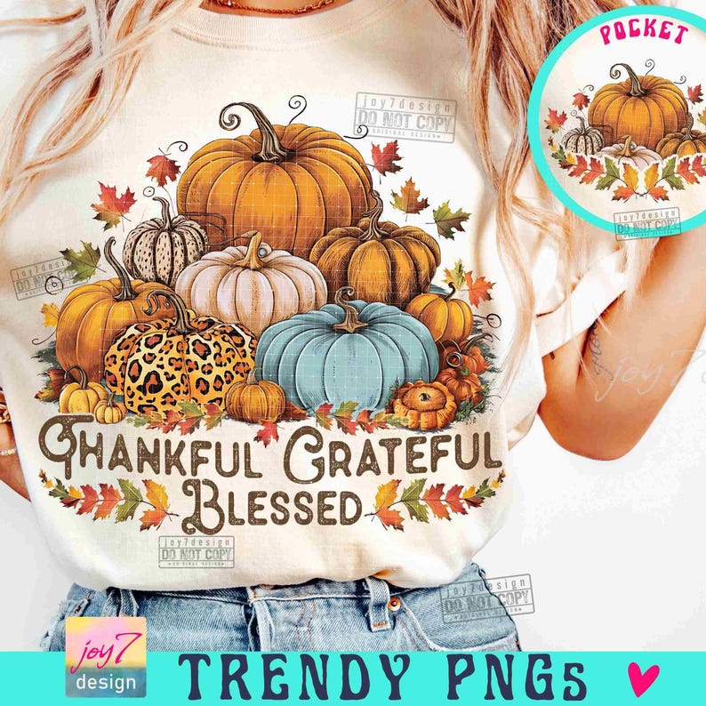 Thankful Grateful Blessed PNG Pumpkin Retro Fall Png Thanksgiving family Pumpkin Sublimation Thankful Vintage design Retro Autumn ORIGINAL image 1