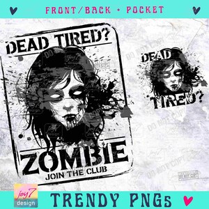 Dood vermoeide zombie enge Halloween png volwassen horror retro Halloween humor grappig Halloween grappig sarcastische png Spooky Vibes png ORIGINEEL afbeelding 2