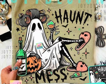 Funny Halloween Haunt Mess PNG Ghost Halloween Skeleton design Spooky Season Png Trendy Halloween Vibes Png Retro Halloween humor ORIGINAL