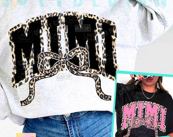 Mimi Leopard Coquette Bow PNG Ghepardo Gigi Varsity Gigi Png Leopardo Nonna Coquette Png Retro Gigi Regalo Festa della Mamma Png Sublimazione ORIGINALE