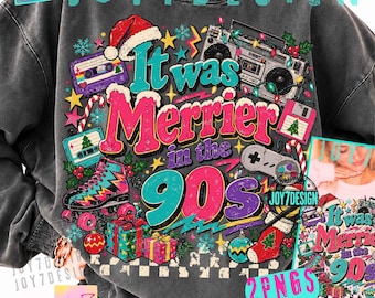 It Was Merrier in the 90s ORIGINAL PNG, Retro Christmas Shirt Design, 90s Nostalgia Holiday Graphic