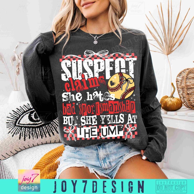 Suspect Claims Softball PNG Funny Softball Game Day Softball Retro Checkered Png Softball Shirt Design Trendy Softball Game Day Png ORIGINAL image 5