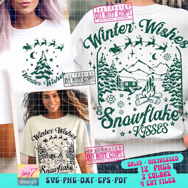Cute Winter SVG PNG Winter Wishes Christmas tree Svg Santa sleigh Svg Mountains Svg Funny Winter Svg Cut File Christmas Sublimation ORIGINAL