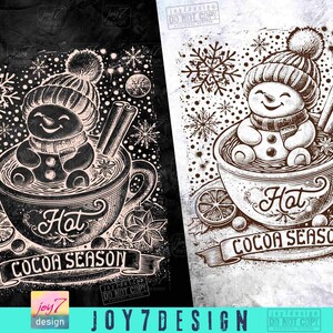 Kerst warme cacao seizoen png schattige sneeuwpop warme cacao vibes schattige winter png retro retro kerst gezellig seizoen vintage trendy xmas origineel afbeelding 2