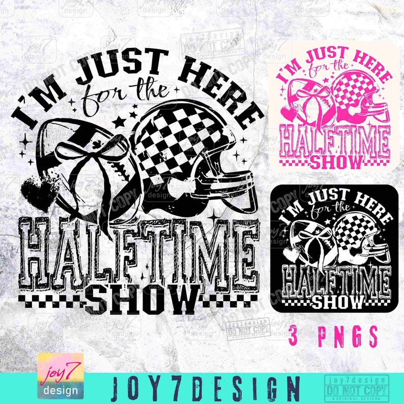 Just Here for the Halftime Show PNG Trendy Football Retro Checkered PNG Funny Football Game Day Coquette Bow Team Halftime Football ORIGINAL image 2