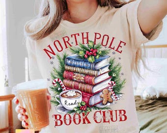 North Pole Book Club PNG Christmas Book lover Png Bookish Christmas Jumper Png Reader Png Trendy Booktok Christmas shirt Retro Xmas ORIGINAL