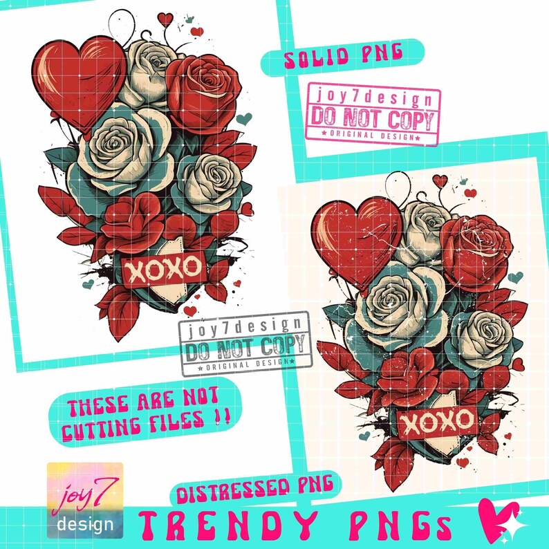 Retro Valentine Roses XOXO PNG Trendy Valentine Png Roses Png Hugs and ...