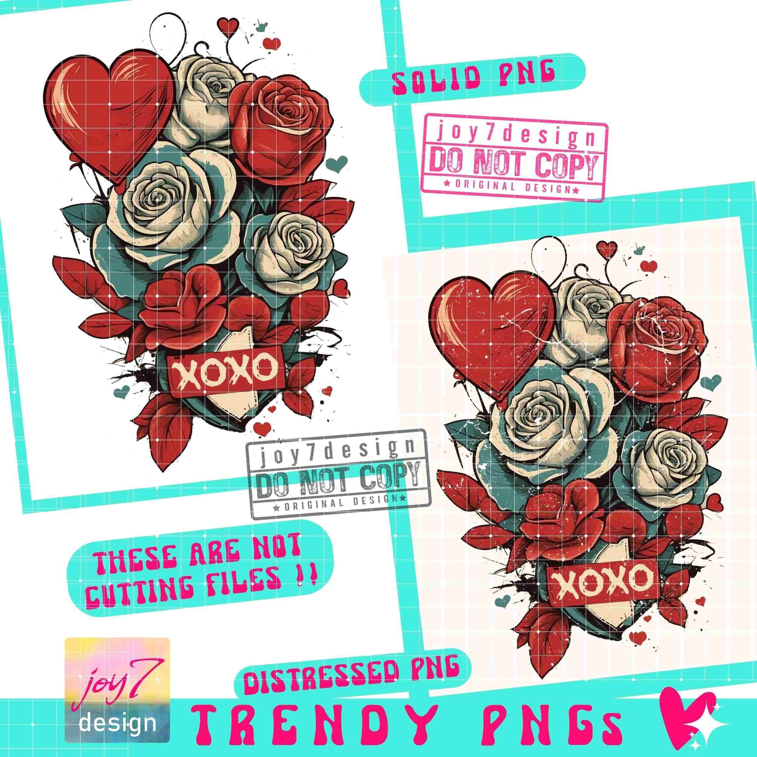 Retro Valentine Roses XOXO PNG Trendy Valentine Png Roses Png Hugs and ...