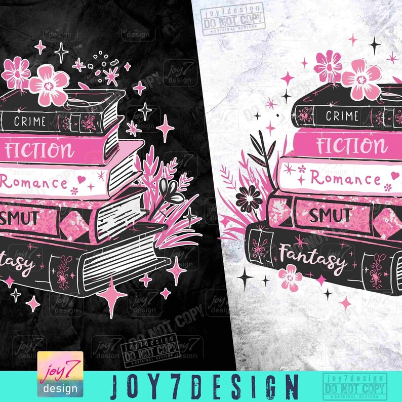 Pila di libri floreali Amante dei libri PNG Retro Libresco Carino Lettura Fantasy Romantico Crimine Smut Png Boho Maglietta floreale per libri Bibliotecario Lettore ORIGINALE immagine 2