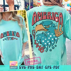 America Eagle Retro 4th of July SVG PNG America shirt Svg Retro America Svg Free Bird Png 4th of July Cut file Independence Day Sublimation image 4
