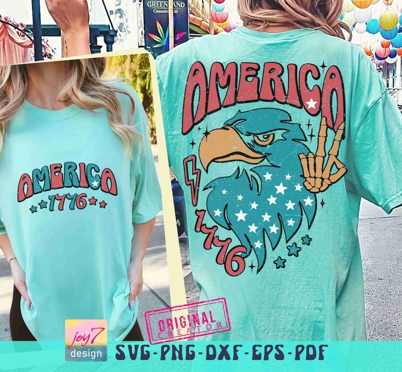America Eagle Retro 4th of July SVG PNG America shirt Svg Retro America Svg Free Bird Png 4th of July Cut file Independence Day Sublimation image 4